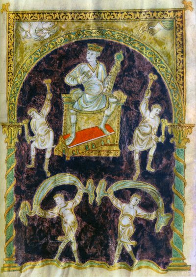 Re Davide in trono, danzatori, fine del IX secolo, Abbazia di San Gallo da Unbekannt