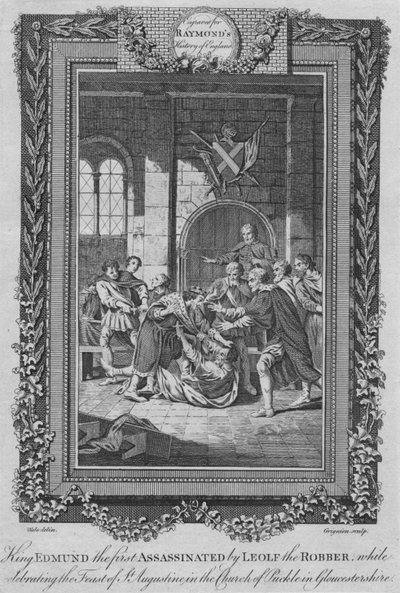 Re Edmondo I assassinato da Leolf il Rapinatore, c. 1787 da Unbekannt