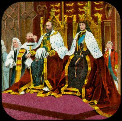 Re Edoardo VII e la regina Alessandra, apertura del Parlamento, Westminster, c1902 da Unbekannt