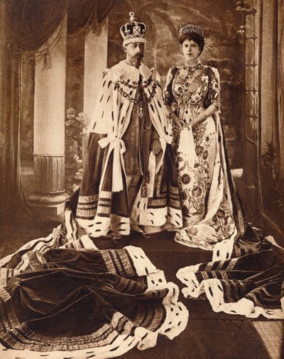 Re Giorgio V e la regina Maria incoronati e vestiti per il Durbar di Delhi, 1911 1935 da Unbekannt