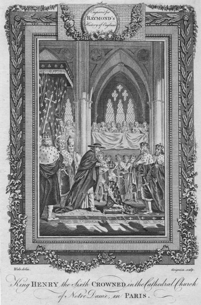 Re Enrico VI incoronato nella cattedrale di Notre Dame, a Parigi, c1787 da Unbekannt