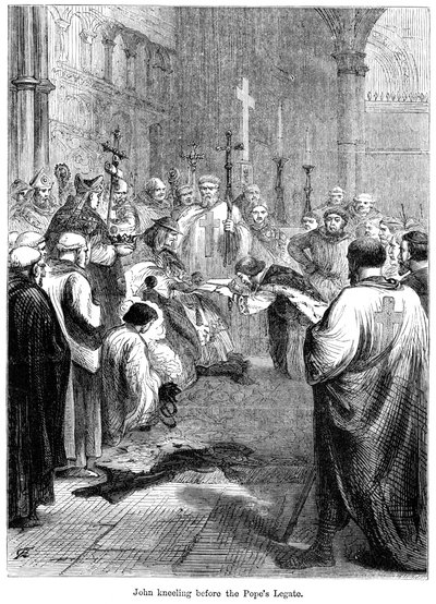Re Giovanni 1167-1216 in ginocchio davanti al legato papale, 1213 da Unbekannt