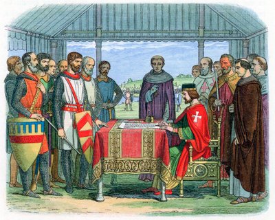 Re Giovanni firma la Magna Carta a Runnymede, Surrey, 15 giugno 1215, 1864 da Unbekannt