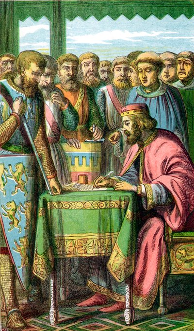 Re Giovanni firma la Magna Carta a Runnymede, Surrey, 15 giugno 1215 c1860 da Unbekannt