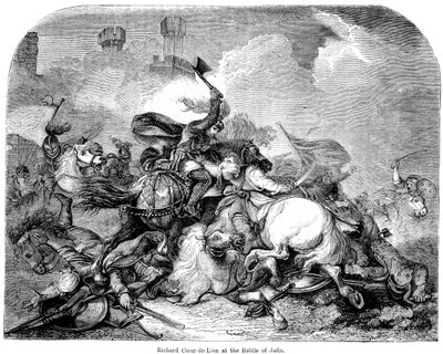 Re Riccardo I 1157-1199 alla Battaglia di Giaffa, 1192 da Unbekannt