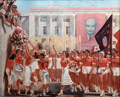 Kirov guarda una parata di sportivi (1935) da Unbekannt