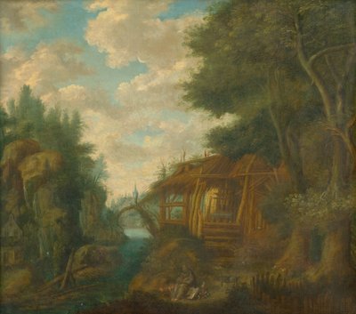 Paesaggio con capanna da Unbekannt