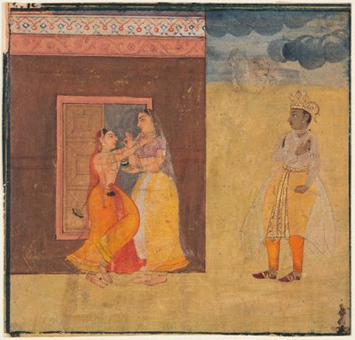 Krishna Abhisarika Nayika, da un manoscritto di Rasikapriya, c. 1615-25 da Unbekannt