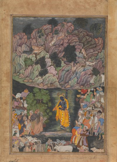 Krishna Solleva il Monte Govardhan per Proteggere i Villaggi di Braj (dettaglio) da Unbekannt