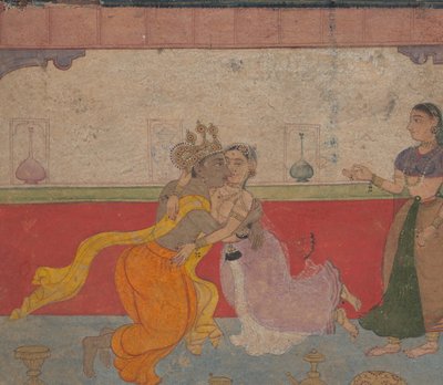 Krishna Bacia Radha: Pagina dal Breviario degli Amanti di Boston Rasikapriya da Unbekannt