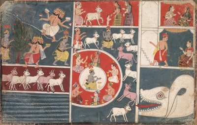 Krishna che suona il flauto e altri episodi dal Bhagavata Purana, c. 1650 da Unbekannt