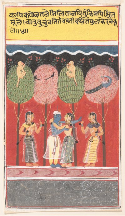 Krishna si diverte con le Gopi...da un Gita Govinda disperso, ca. 1630-40 da Unbekannt