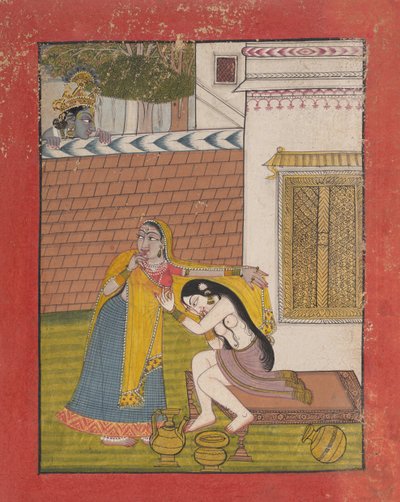 Krishna che spia Radha, ca. 1780-90 da Unbekannt