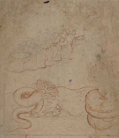 Krishna doma il serpente Kaliya nel fiume Yamuna..., ca. 1780 da Unbekannt