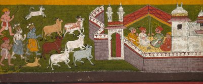 Krishna e Balarama che si avvicinano a Mathura, c. 1740-1750 da Unbekannt