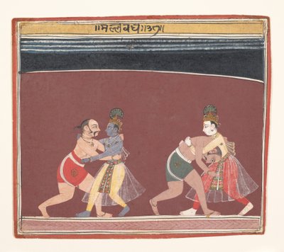 Krishna e Balarama combattono i lottatori del re malvagio Kamsa da Unbekannt
