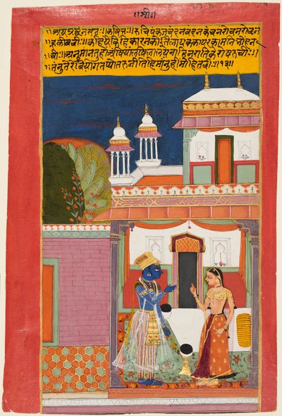 Krishna e Radha che Litigano, da un Rasikapriya, c. 1680 da Unbekannt