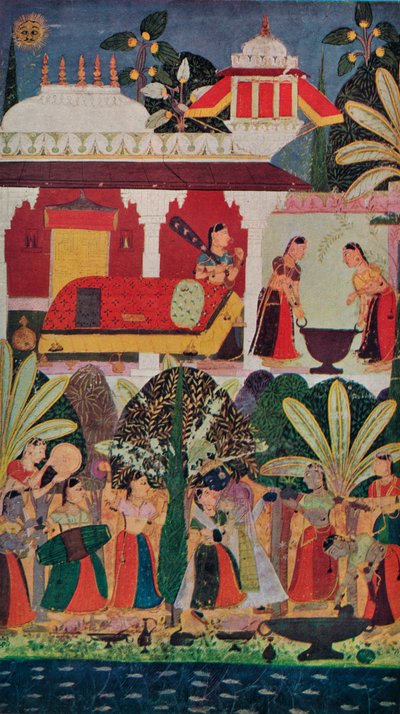 Krishna e le gopi al Festival di Primavera, 17° secolo da Unbekannt