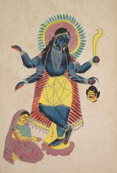 Krishna come Kali adorato da Radha, 1800 da Unbekannt