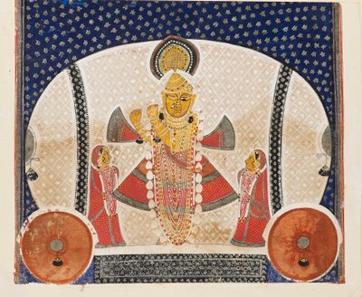 Krishna come Shrinathji che suona un flauto da Unbekannt