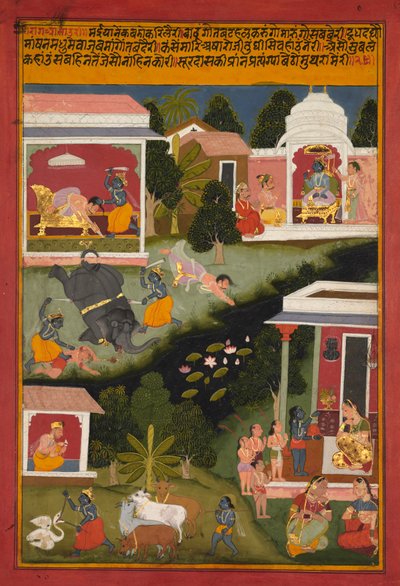 Krishna come il Distruttore dei Demoni, pagina dal Surdass Sursagar, c. 1700 da Unbekannt