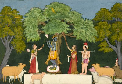Krishna intrattiene i suoi compagni, ca. 1760-1765 da Unbekannt