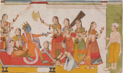 Krishna accoglie Sudama, da un Bhagavata Purana da Unbekannt
