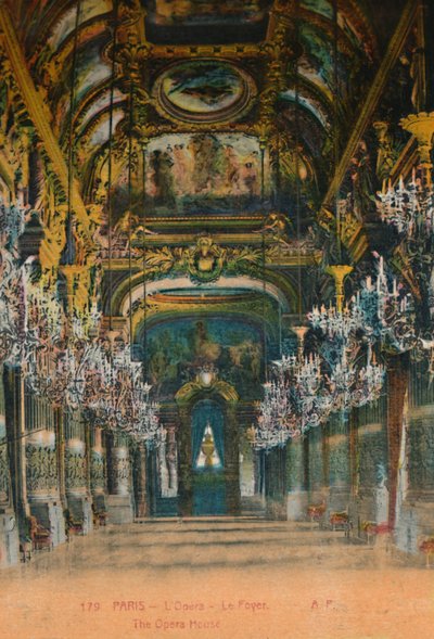 LOpéra Garnier - il foyer, Parigi, c1920 da Unbekannt