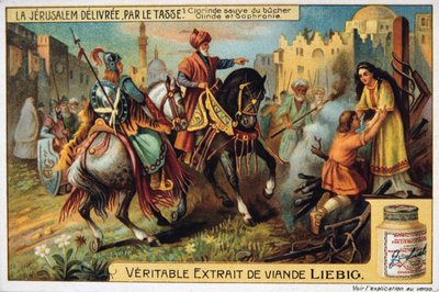La Gerusalemme liberata del Tasso, Clorinda salvata dal rogo. XIX secolo da Unbekannt