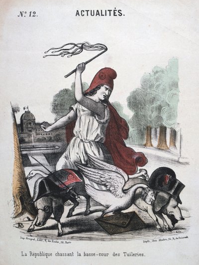 La Repubblica che caccia il pollaio delle Tuileries, cartone allegorico, 1870-1871 da Unbekannt