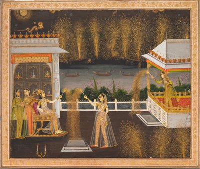 Donne che celebrano Diwali, c1760 da Unbekannt