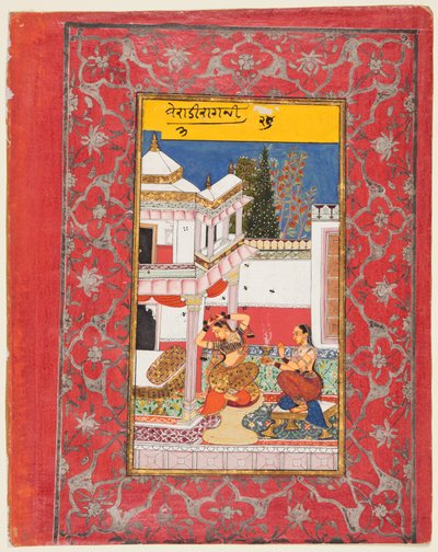 Signora che desidera il suo amante, Varari Ragini di Dipak, da un Ragamala, 1650-60 da Unbekannt