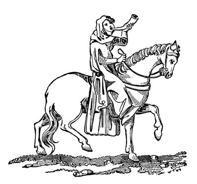 Signora che soffia un corno da caccia, XIV secolo, 1833 da Unbekannt
