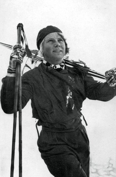 Laila Schou-Nilsen, sciatrice norvegese, Giochi Olimpici Invernali, Garmisch-Partenkirchen, Germania, 1936 da Unbekannt