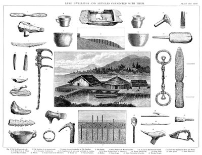 Abitazioni lacustri e manufatti associati dal Lago di Zurigo, Svizzera, 1888 da Unbekannt