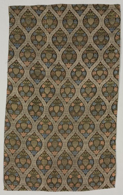 Frammento di lampasso con fiori in reticolo ogivale, 1600s da Unbekannt