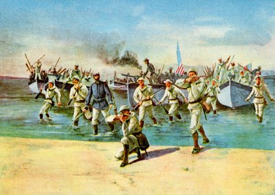 Sbarco di munizioni per gli insorti, sotto il fuoco, Guerra ispano-americana, Cuba, 1898 da Unbekannt