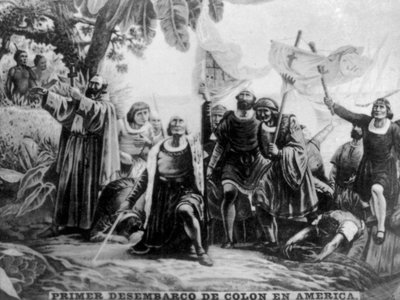 Sbarco di Colombo in America, XV secolo, anni 1920 da Unbekannt