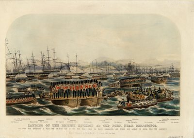 Sbarco della divisione britannica a Old Fort, vicino a Sebastopoli, 1854 da Unbekannt