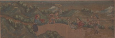 Dipinto di paesaggio con figura in ambientazione boschiva da Unbekannt