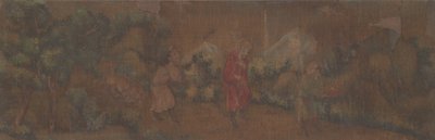 Dipinto di paesaggio con figura in ambientazione boschiva da Unbekannt