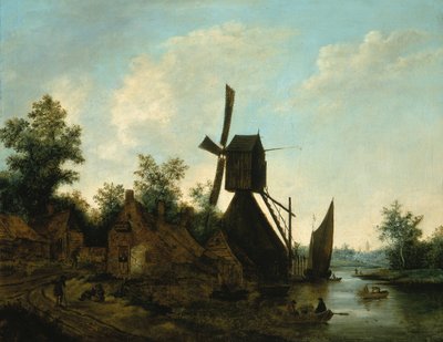 Paesaggio con mulino a vento, XVII secolo da Unbekannt