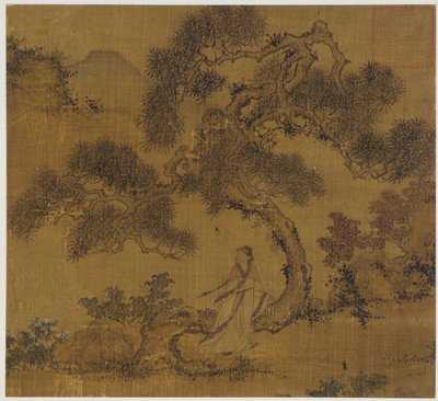 Paesaggio: un uomo sotto un pino, dinastia Ming, 1368-1644 da Unbekannt