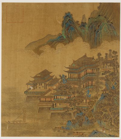 Paesaggio: un palazzo tra lago e montagne, dinastia Ming o Qing, XVII secolo da Unbekannt