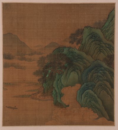 Paesaggio: colline, valle e torrente, forse dinastia Ming, 1368-1644 da Unbekannt