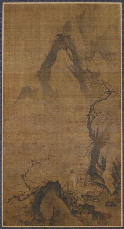 Paesaggio: montagna e acqua, una figura sotto un albero di prugne, XVI-inizio XVII secolo da Unbekannt