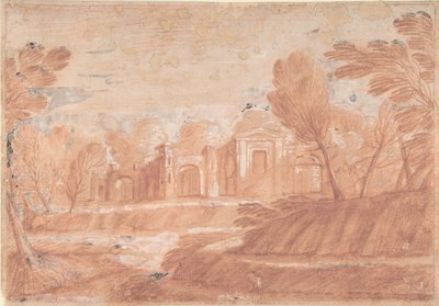 Paesaggio con struttura architettonica, XVII secolo da Unbekannt