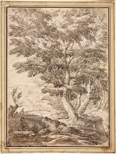 Paesaggio con gruppo di alberi da Unbekannt