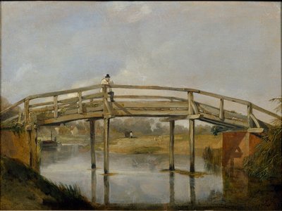 Paesaggio con un fiume e un ponte, c. 1830 da Unbekannt