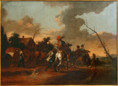 Paesaggio con un corteo di cavalieri da Unbekannt
